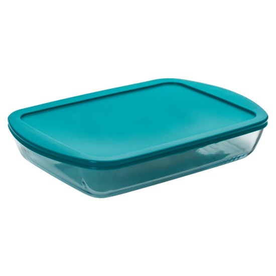 Caserola dreptunghiulara, cu capac, sticla termorezistenta, 40x27cm/4,9L, "Cook&Store", Blue - Pyrex