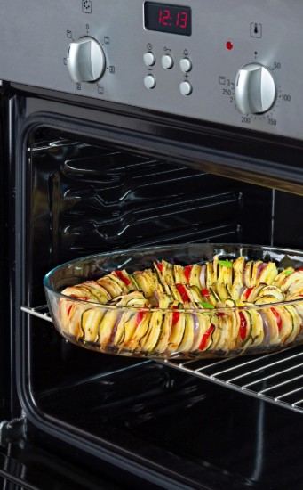 Caserola ovala, cu capac, sticla termorezistenta, 35x24cm/3,1L, "Cook&Store", Blue - Pyrex