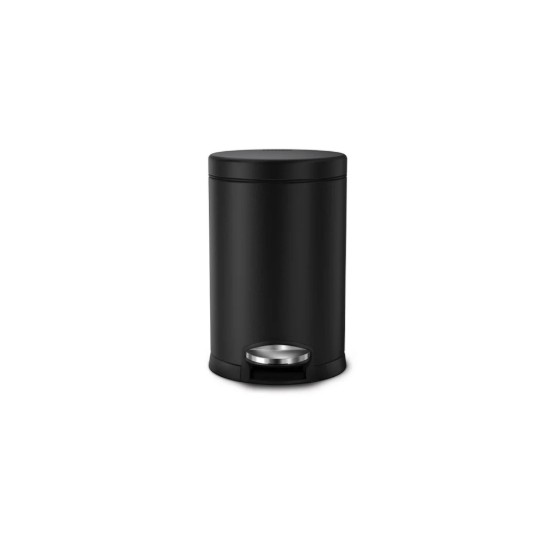 Cos de gunoi cu pedala, 4,5 L, inox, Matte Black - simplehuman