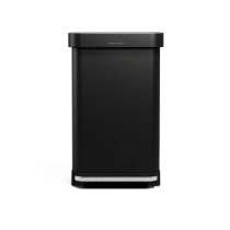Cos de gunoi, dreptunghiular, cu pedala, 45 L, Matte Black - simplehuman