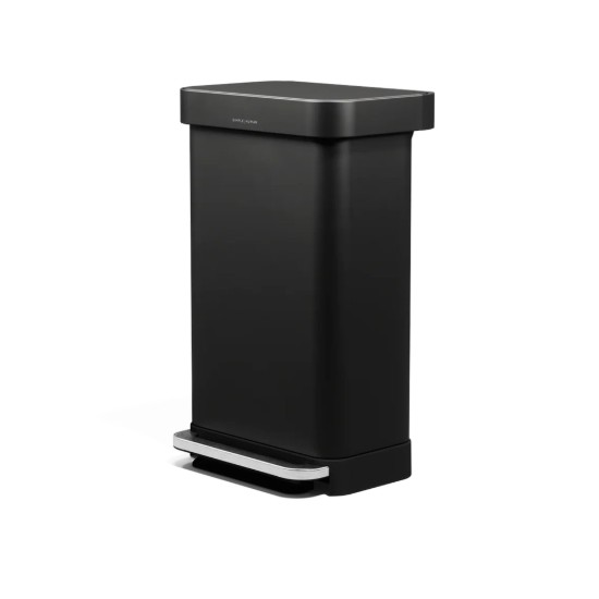 Cos de gunoi, dreptunghiular, cu pedala 45 L, Matte Black - simplehuman