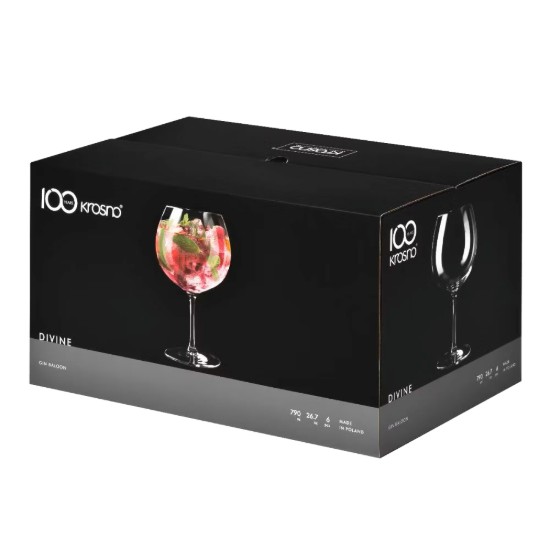 Set 6 pahare gin, sticla cristalina, 790ml, "Divine" - Krosno
