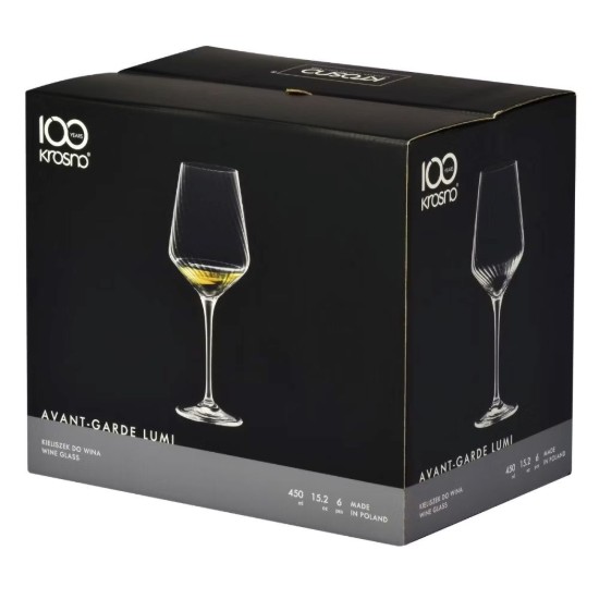 Set 6 pahare vin alb, sticla cristalina, 450ml, "Avant-Garde Lumi" - Krosno