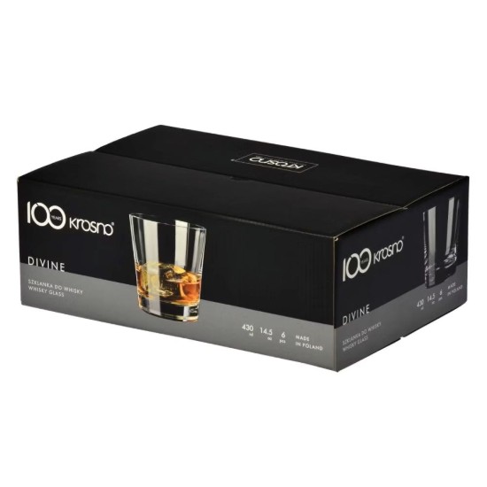 Set 6 pahare whisky, sticla, 430ml, "Divine" - Krosno