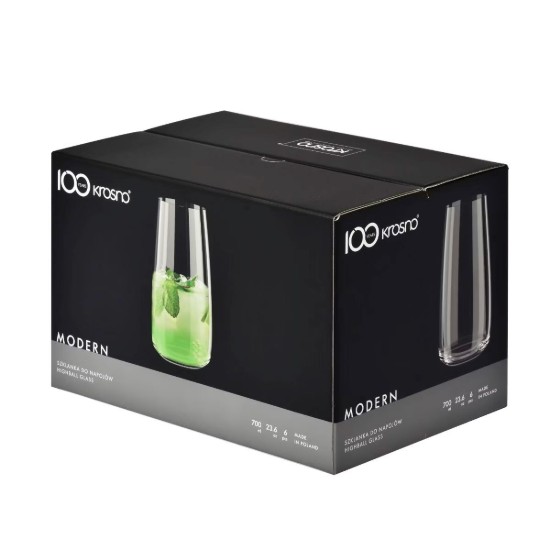 Set 6 pahare long drinks, sticla, 700ml, "Modern" - Krosno