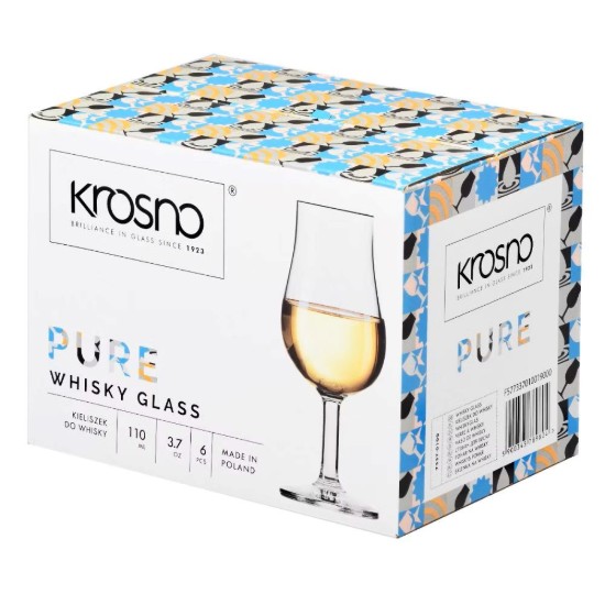 Set 6 pahare degustare whisky, sticla cristalina, 110ml, "Pure" - Krosno