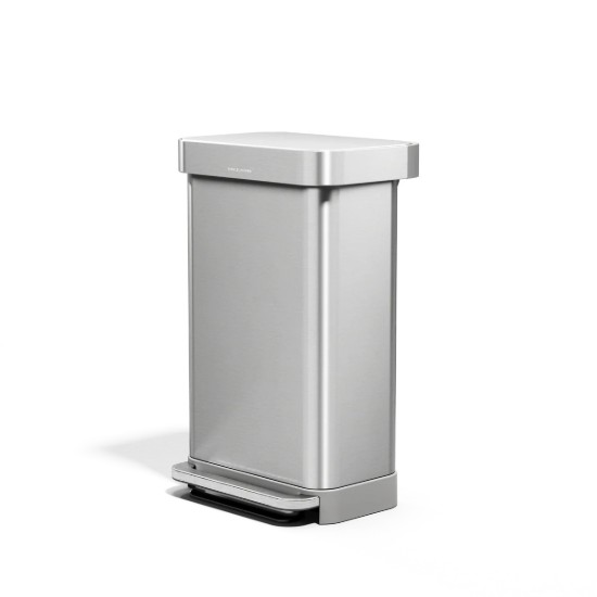 Cos de gunoi, dreptunghiular, cu pedala, 45 L, inox, Brushed - simplehuman
