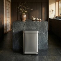 Cos de gunoi, dreptunghiular, cu pedala, 45 L, inox, Brushed - simplehuman