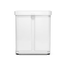 Cos de gunoi cu pedala, dublu compartimentat, 58 L, inox, White Steel - simplehuman