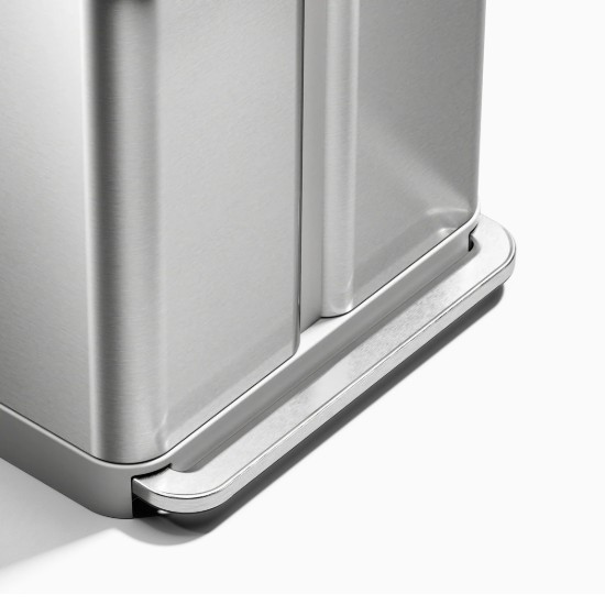 Cos de gunoi cu pedala, dublu compartimentat, 58 L, inox, Brushed - simplehuman