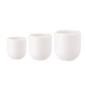 Set 3 cesti cafea ceramica (250ml, 150ml, 80ml), pahare Novum Milk Foam, alb mat, gresie glazurata manual