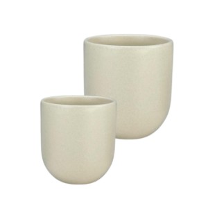 Set 2 cesti cafea ceramica (80ml, 250 ml), pahare Novum Margo Vanilla, crem vanilie mat, gresie glazurata manual