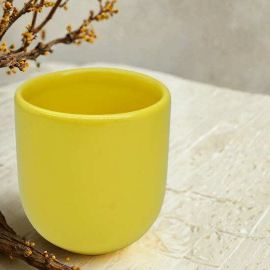 Ceasca cafea ceramica, 250ml, pahar Novum Lemon Elexir, galben lamaie, gresie glazurata manual