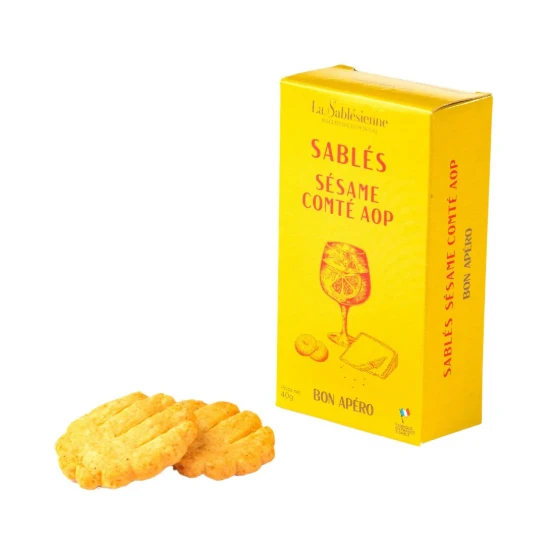 Biscuiti Sablés sarati cu susan si branza Comté AOP, 40 g ℮, La Sablésienne, Franta
