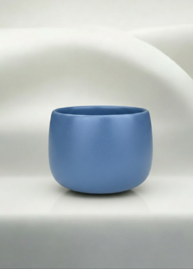 Ceasca cafea ceramica, pahar 330 ml, Novum Capuccino Baby Blue, albastru pudrat mat, gresie glazurata manual