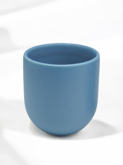 Ceasca cafea ceramica, 250 ml, pahar Novum Velaris Blue Moon, albastru deschis mat, gresie glazurata manual