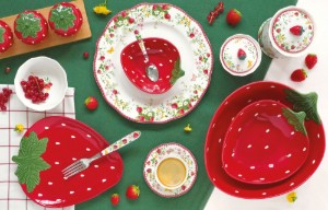 Platou servire, portelan, 36 x 15 cm, "Jardin des Fraises" - Easy Life