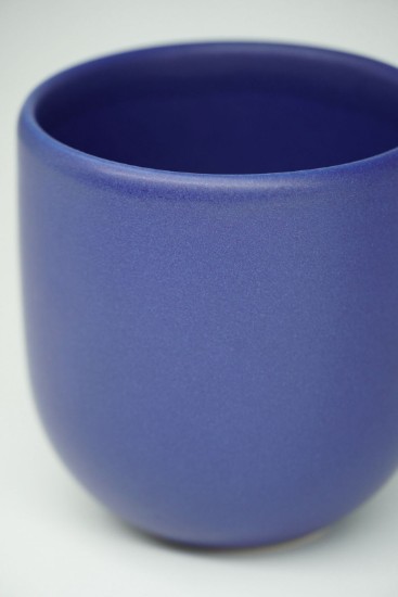 Set 3  cesti cafea ceramica (250ml, 150ml, 80ml), pahare Novum Velaris Blue Cobalt, albastru cobalt, gresie glazurata manual