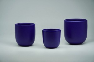 Set 3  cesti cafea ceramica (250ml, 150ml, 80ml), pahare Novum Velaris Blue Cobalt, albastru cobalt, gresie glazurata manual