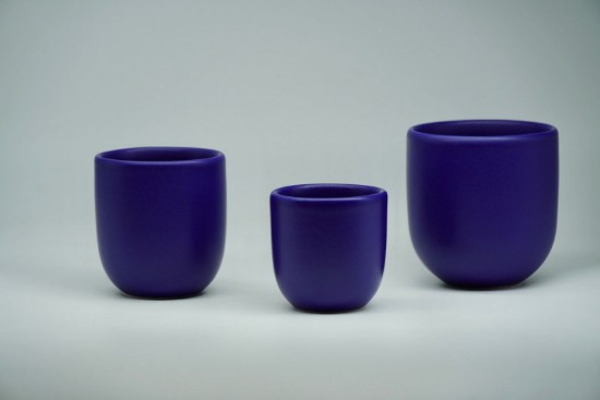 Set 3  cesti cafea ceramica (250ml, 150ml, 80ml), pahare Novum Velaris Blue Cobalt, albastru cobalt, gresie glazurata manual