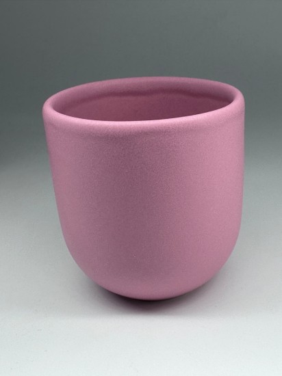 Set 3 cesti cafea ceramica (250ml, 150ml, 80ml), pahare Novum Velaris Pink Forever Mom, roz pudrat mat, gresie glazurata manual