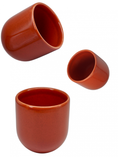 Ceasta cafea ceramica, 250ml, pahar Novum Mineral Sienna, rosu pal inchis lucios, gresie glazurata manual