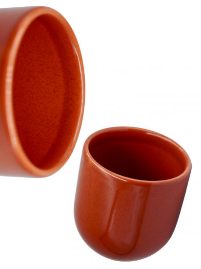 Ceasta cafea ceramica, 250ml, pahar Novum Mineral Sienna, rosu pal inchis lucios, gresie glazurata manual