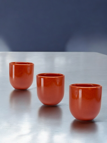 Ceasta cafea ceramica, 250ml, pahar Novum Mineral Sienna, rosu pal inchis lucios, gresie glazurata manual