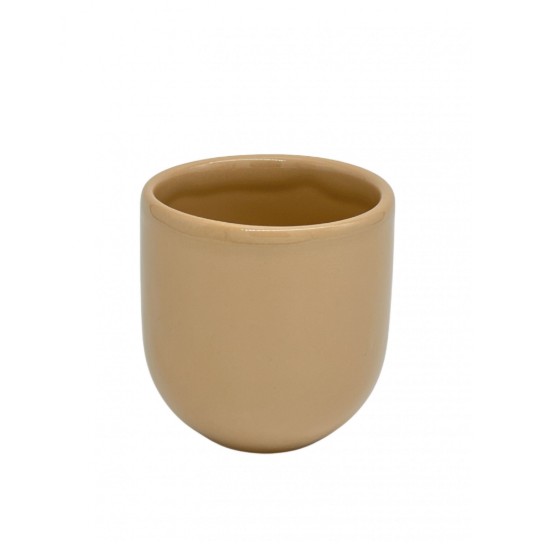 Ceasca cafea ceramica, 250ml, pahar Novum Brazilian Sand, bej deschis lucios, gresie glazurata manual