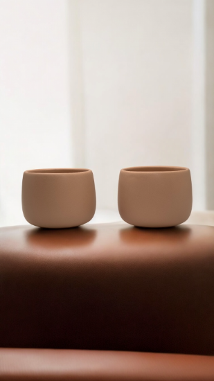 Ceasca cafea ceramica, 330ml, pahar Novum Margo Cappucino, maro deschis, gresie glazurata manual