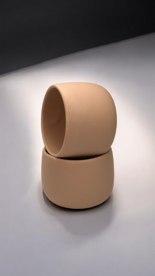 Ceasca cafea ceramica, 330ml, pahar Novum Margo Cappucino, maro deschis, gresie glazurata manual