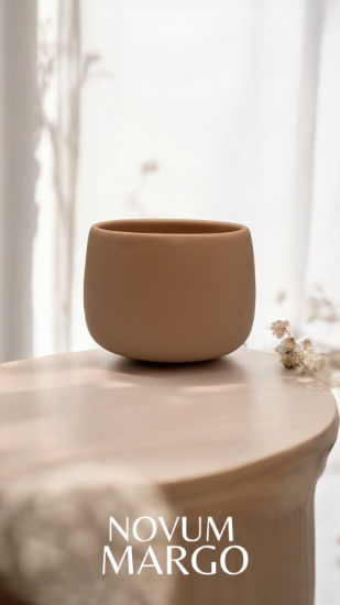 Ceasca cafea ceramica, 330ml, pahar Novum Margo Cappucino, maro deschis, gresie glazurata manual