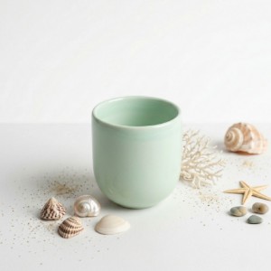 Ceasca cafea ceramica, 250 ml, pahar Novum Aqua Oceanica, albastru deschis lucios, gresie glazurata manual