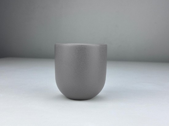 Set 3 cesti cafea ceramica, (250ml, 150ml, 80ml), pahare Novum Lunar Grey, gri mat, gresie glazurata manual
