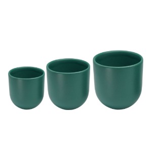 Set 3 cesti cafea ceramica, (250ml, 150ml, 80ml), pahare Novum Royal Green, verde regal mat, gresie glazurata manual