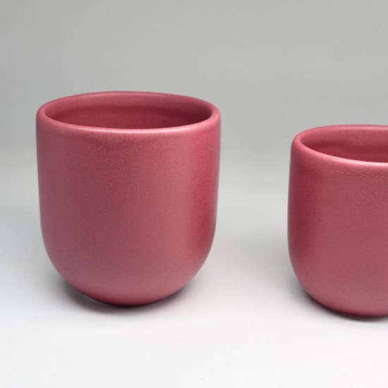 Set 3 cesti cafea ceramica, (250ml, 150ml, 80ml), pahare Novum Red Burgundy, rosu burgundy mat, gresie glazurata manual