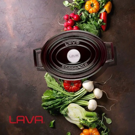 Cratita ovala, fonta, 29cm/4,7L, "Premium", Aubergine - LAVA