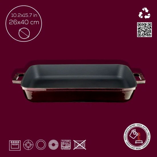 Tava fonta, 39 x 25 cm, "Premium", Aubergine - LAVA