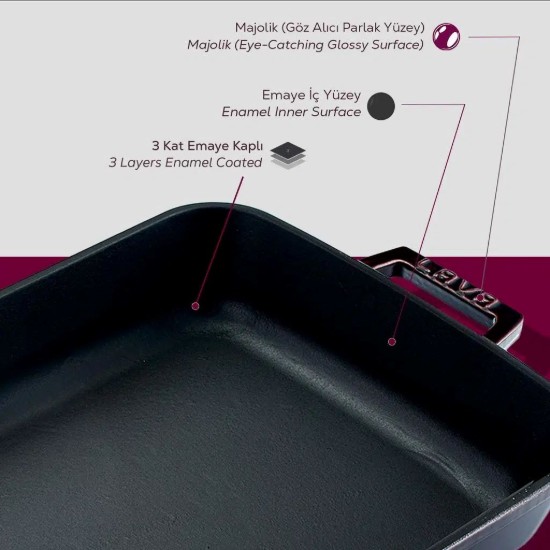 Tava fonta, 25 x 39 cm, "Premium", Aubergine - LAVA