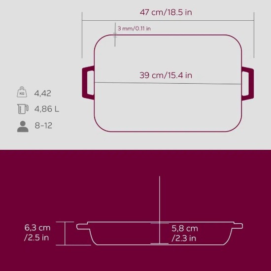Tava fonta, 25 x 39 cm, "Premium", Aubergine - LAVA