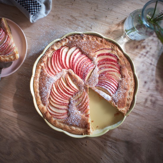 Tava tarte, ceramica, 31cm, Vanilla, "Madeleine" - Emile Henry