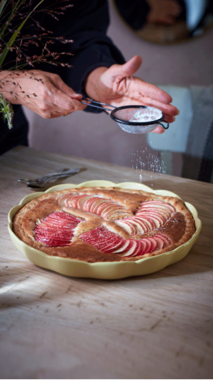 Tava tarte, ceramica, 31cm, Vanilla, "Madeleine" - Emile Henry