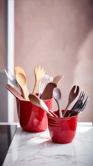 Suport ustensile de bucatarie, ceramica, 13 x 12 cm, Burgundy - Emile Henry