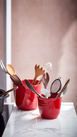 Suport ustensile de bucatarie, ceramica, 13 x 12 cm, Burgundy - Emile Henry