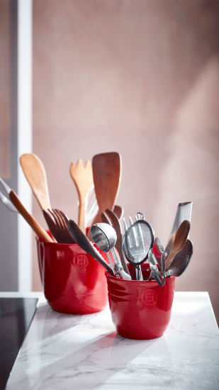 Suport ustensile de bucatarie, ceramica, 17 x 16,5 cm, Burgundy - Emile Henry