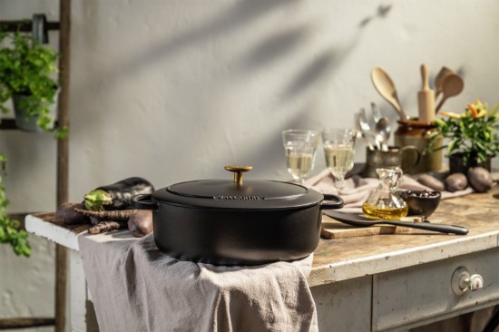 Oala Cocotte ovala, fonta, 33cm/6L, "Bellamonte", Black - Ballarini