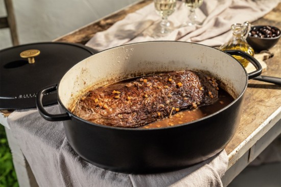 Oala Cocotte ovala, fonta, 33cm/6L, "Bellamonte", Black - Ballarini