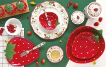 Recipient depozitare, forma capsuna, portelan, 12,5 x 18 cm, "Jardin des Fraises" - Easy Life