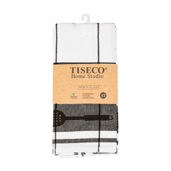Set 3 prosoape de bucatarie, bumbac, 50x70 cm, "Pharao", Black - Tiseco
