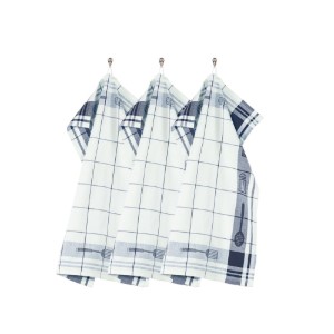 Set 3 prosoape de bucatarie, bumbac, 50x70 cm, "Pharao", Dark Blue - Tiseco
